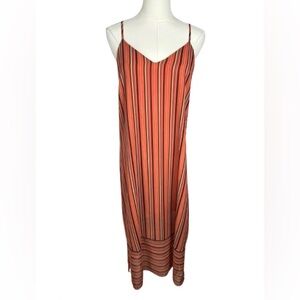 BCBGeneration Orange Striped Maxi Slip Dress